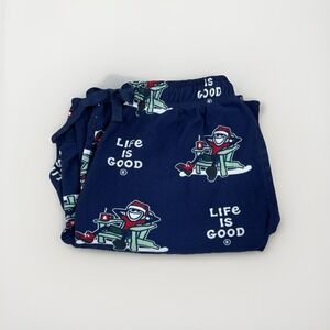 Unisex LIFE IS GOOD Flannel Drawstring‎ Pajama LOUNGE PANT Small